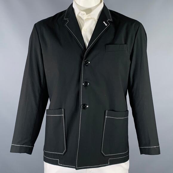 8 BY YOOX Size 44 Black White Contrast Stitch Jacket